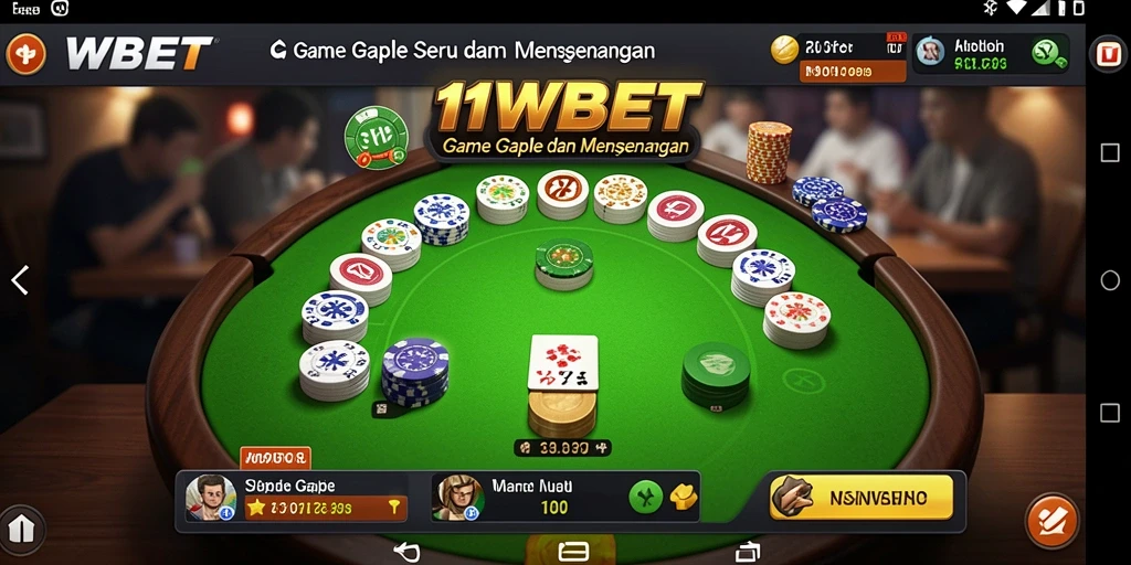 Tampilan gameplay Gaple seru dan interaktif di 11WBET.