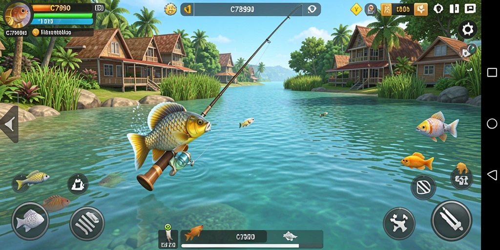 Gambaran keseruan gameplay memancing di C7890 dengan berbagai lokasi yang menawan.