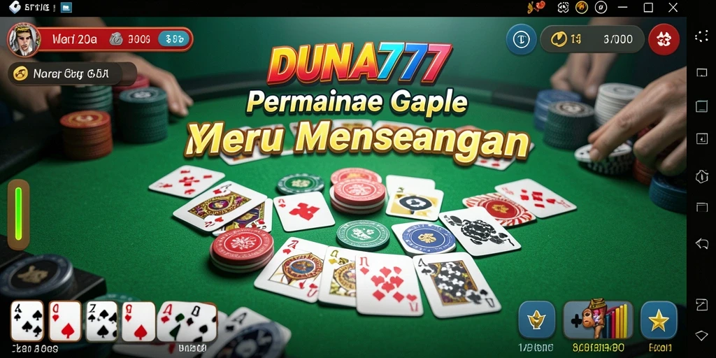 Tampilan gameplay seru dan interaktif DUNIA777 permainan Gaple.