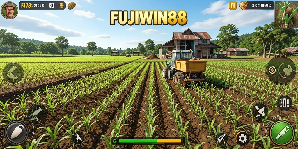 Tampilan seru dari gameplay pertanian FUJIWIN88 yang interaktif.
