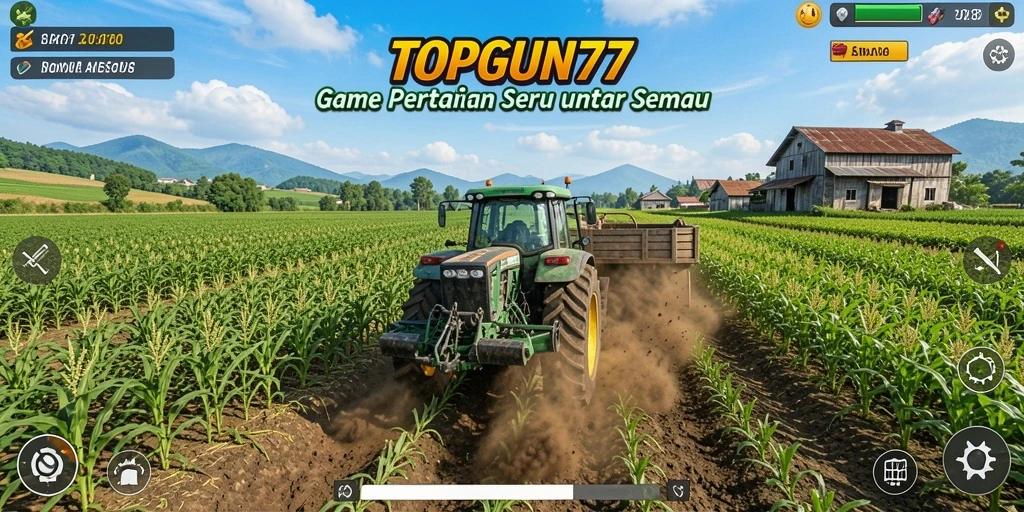Screenshot gameplay TOPGUN77 menunjukkan proses bertani yang seru.